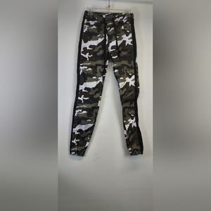 Side Stripe Camouflage Denim Pants
